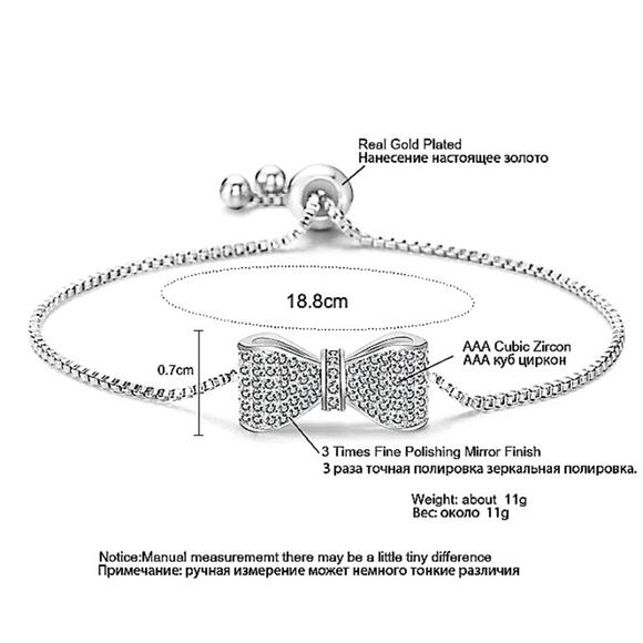 White Gold Plated Bow Knot Bracelet - Picture 7 of 7